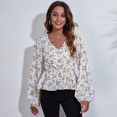 Frosted Cranberry Floral Peplum Blouse Ins Street
